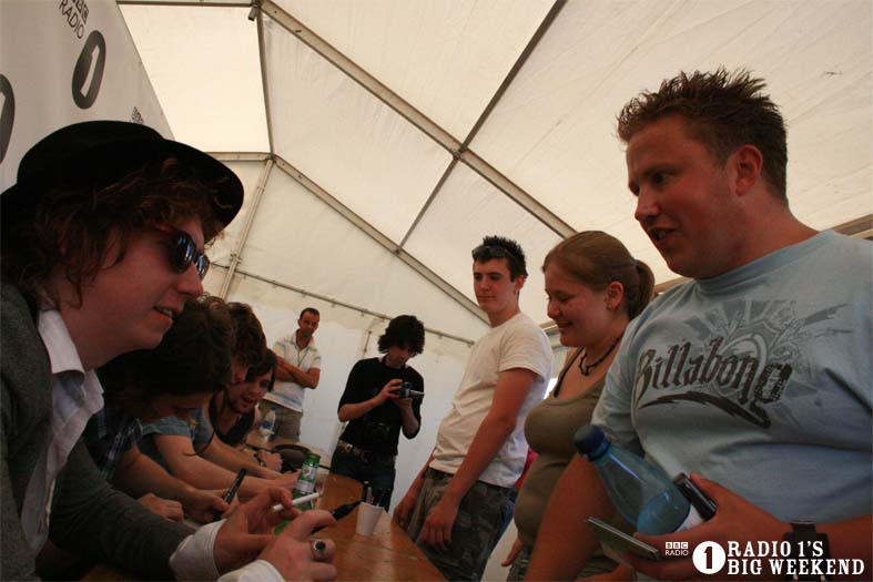 The Kooks in the signing tent