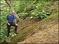 Picture: Ranger Paul Bolton at edge of chalk pit