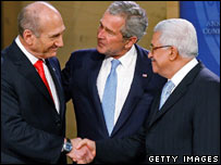 Olmert, Bush e Abbas