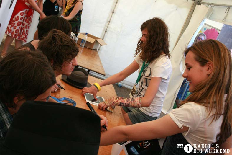 The Kooks in the signing tent