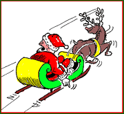 Santa and reindeer.  Drawing by Brian Willis