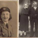 WAAF LAC1 Betty Cowan and her parents Elizabeth Cowan (née Ritson) and Walter John Cowan during World War Two. Cousin Betty died as result of bomb blast injuries in 1945. Aunt Elizabeth and Uncle Walter are standing outside their home, 10 Countess Road, Bransty, Whitehaven. WAAF LAC1 Betty Cowan and her parents Elizabeth Cowan (née Ritson) and Walter John Cowan during World War Two. Cousin Betty died as result of bomb blast injuries in 1945. Aunt Elizabeth and Uncle Walter are standing outside their home, 10 Countess Road, Bransty, Whitehaven.