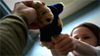 Girl arguing over a teddy Girl arguing over a teddy