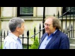 Bruce Durie recording outside 1 Claremont Terrace with current owner Peter Gallacher.