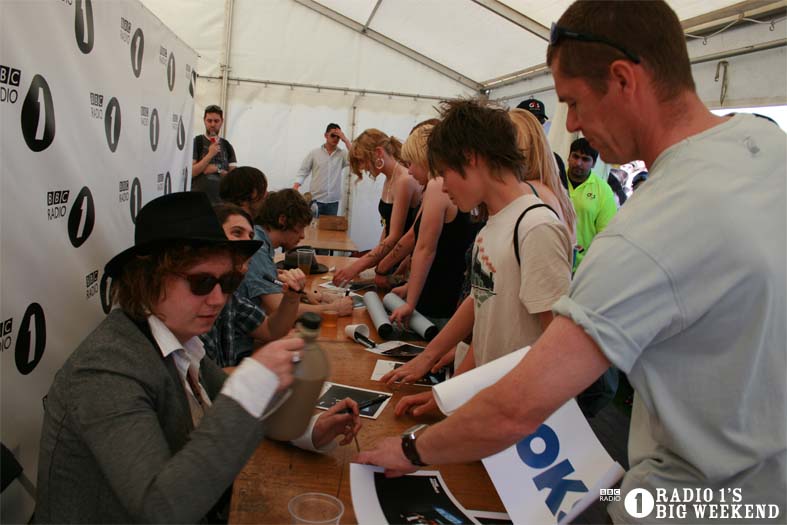 The Kooks in the signing tent