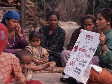 Health education at woman's club in Nepal, photo courtesy of WaterAid