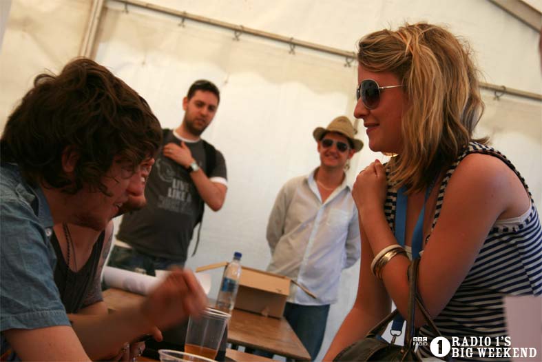 The Kooks in the signing tent