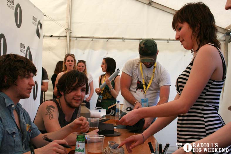 The Kooks in the signing tent