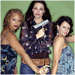 Angela Griffin as Darcey, Sarah Parish as Allie and as Siân Reeves as Sydney in 'Cutting It'