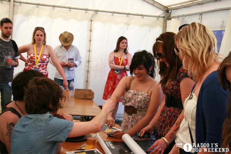 The Kooks in the signing tent