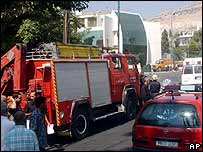 Viatura dos bombeiros em Damasco