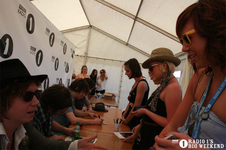 The Kooks in the signing tent