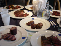 beef on plates