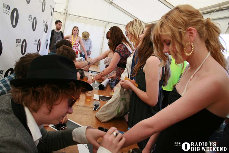 The Kooks in the signing tent
