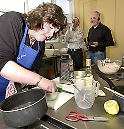 Paula's doing her best to explain the finer detail. The boys don't seem to be paying much attention though!