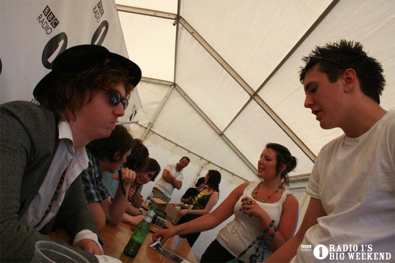 The Kooks in the signing tent