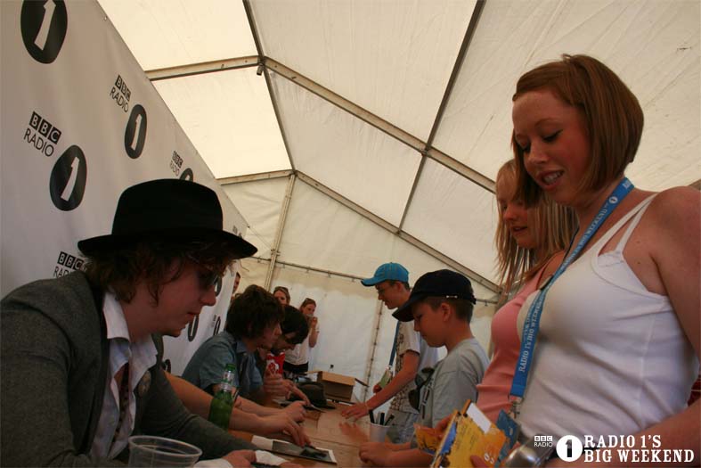 The Kooks in the signing tent