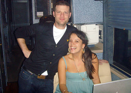 With Lily on her tour bus