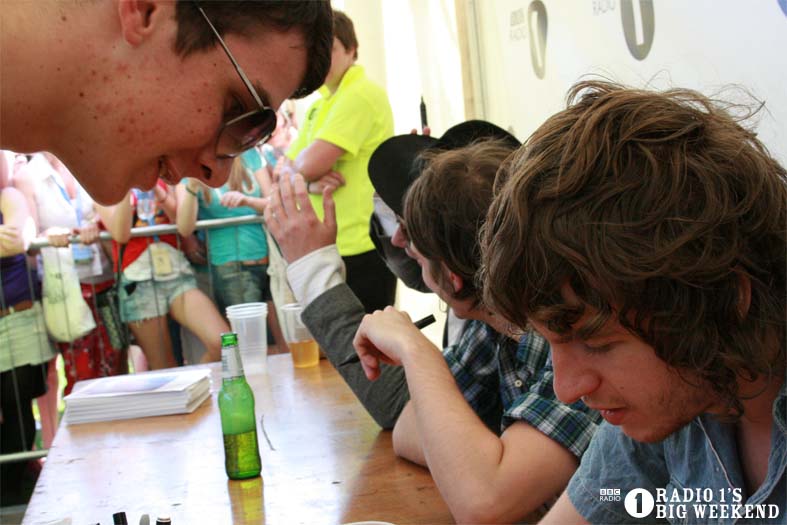 The Kooks in the signing tent