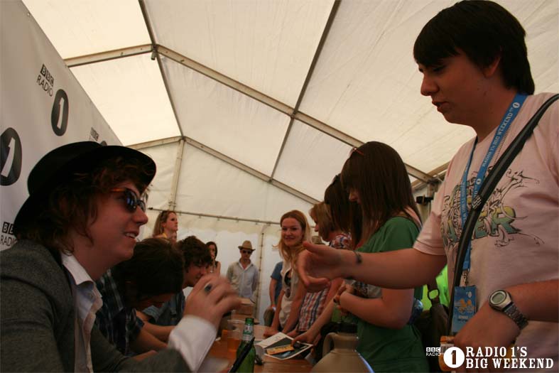 The Kooks in the signing tent