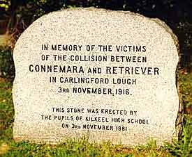 Commemorative headstone to the Carlingford Lough Disaster