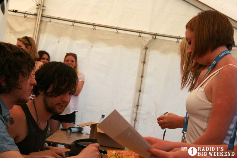 The Kooks in the signing tent