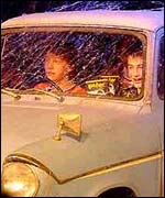 Picture: Ron and Harry back in the Ford Anglia