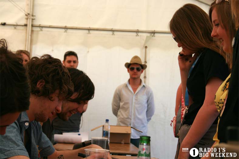 The Kooks in the signing tent