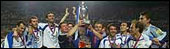 Greece celebrating their Euro 2004 win