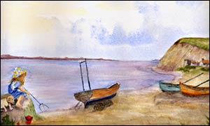 A beach scene.