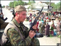 Soldado russo na Chechênia