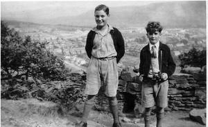 Patrick and brother Terence on a mountain overlooking Clydach, 1941