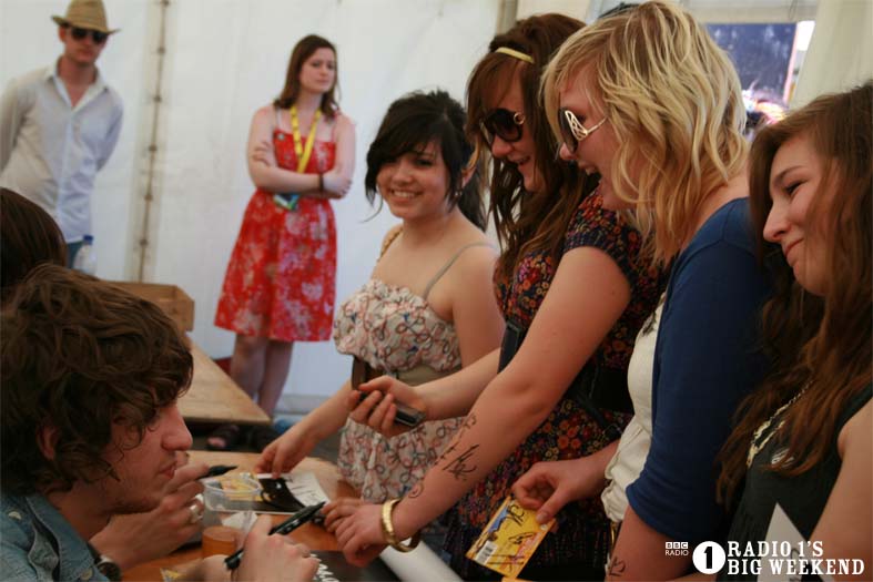 The Kooks in the signing tent