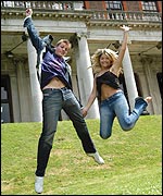 Picture: Jake and Holly jumping for joy at the Fame Academy
