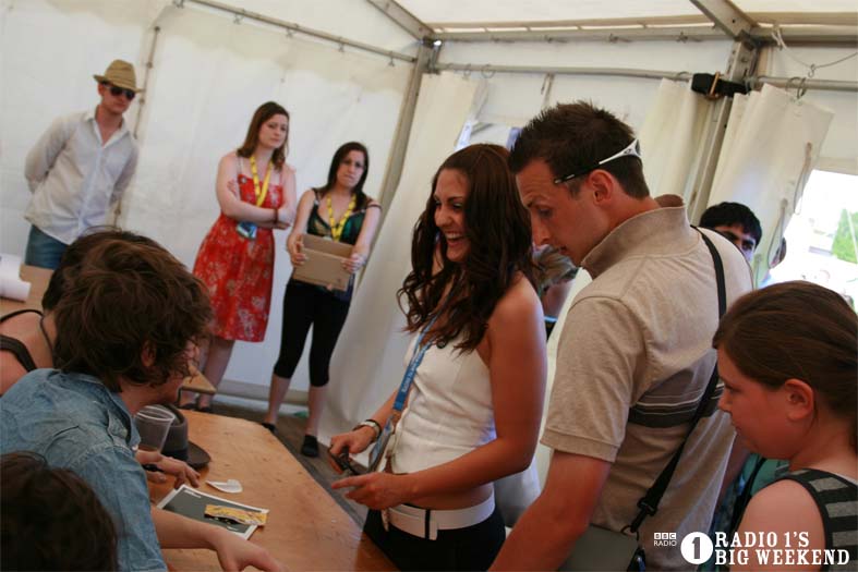 The Kooks in the signing tent