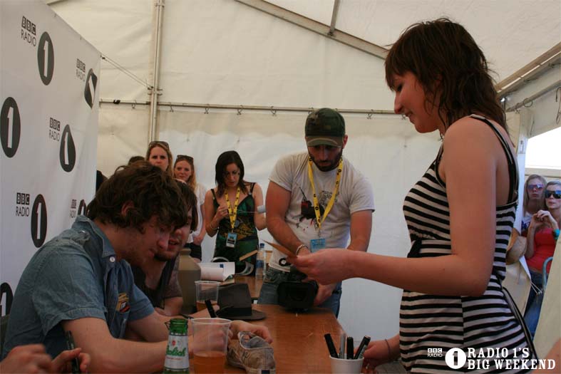 The Kooks in the signing tent