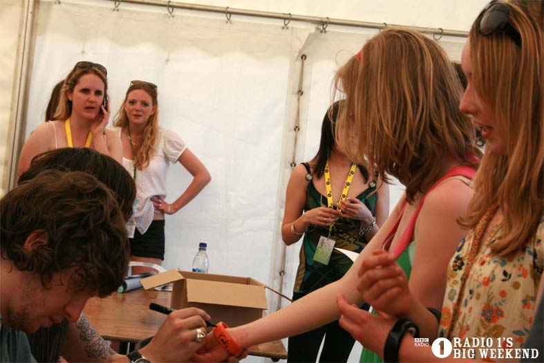 The Kooks in the signing tent