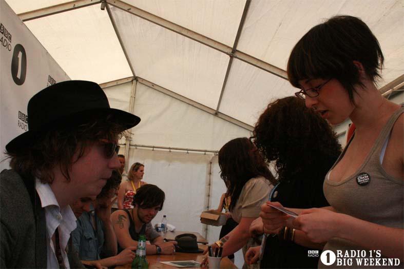 The Kooks in the signing tent