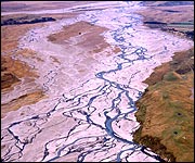 A braided river in New Zealand