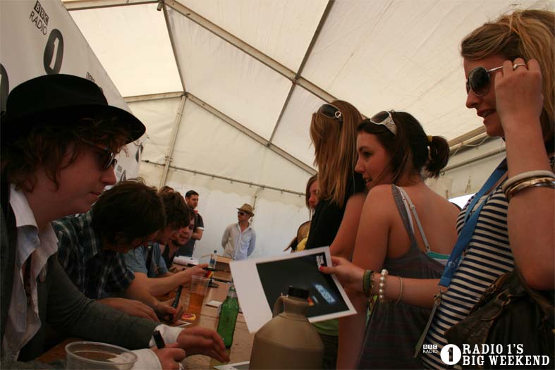 The Kooks in the signing tent