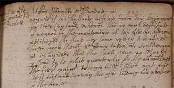 Image of the Yarmouth Assembly Book showing the entry about Mrs Burdett