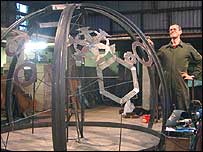 Michael with his sculpture
