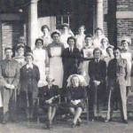 The photograph was taken on December 27, 1942 and shows Jessie Hall (Nee Pridmore) at the far back in the centre of the three girls stood between the two columns The photograph was taken on December 27, 1942 and shows Jessie Hall (Nee Pridmore) at the far back in the centre of the three girls stood between the two columns