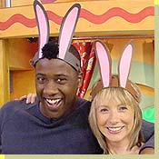 Picture of CBeebies Presenters wearing bunny ears
