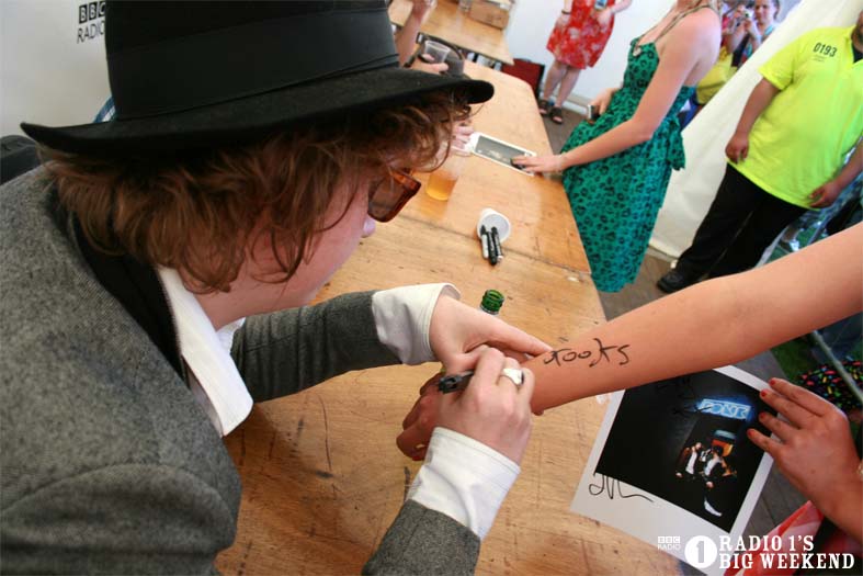 The Kooks in the signing tent
