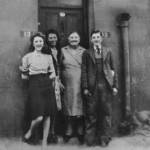 Esther Bruce with Granny Johnson, Kathy and Michael,  outside "lucky" 13 Dieppe Street!