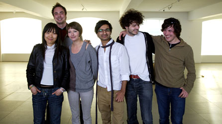 School Of Saatchi artists: (L-R) Suki Chan, Matt Clark, Eugenie Scrase, Saad Qureshi, Ben Lowe and Samuel Zealey