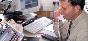 North Devon Reporter Richard Howe - preparing to  file a news report