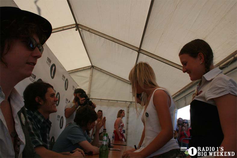 The Kooks in the signing tent