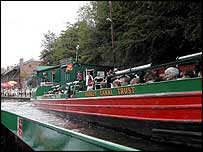 Boats passing each other in the canal